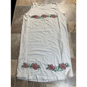 Ixtapa Zihuatanejo Sleeveless Dress White Floral‎ Hibiscus Print Tank Dress